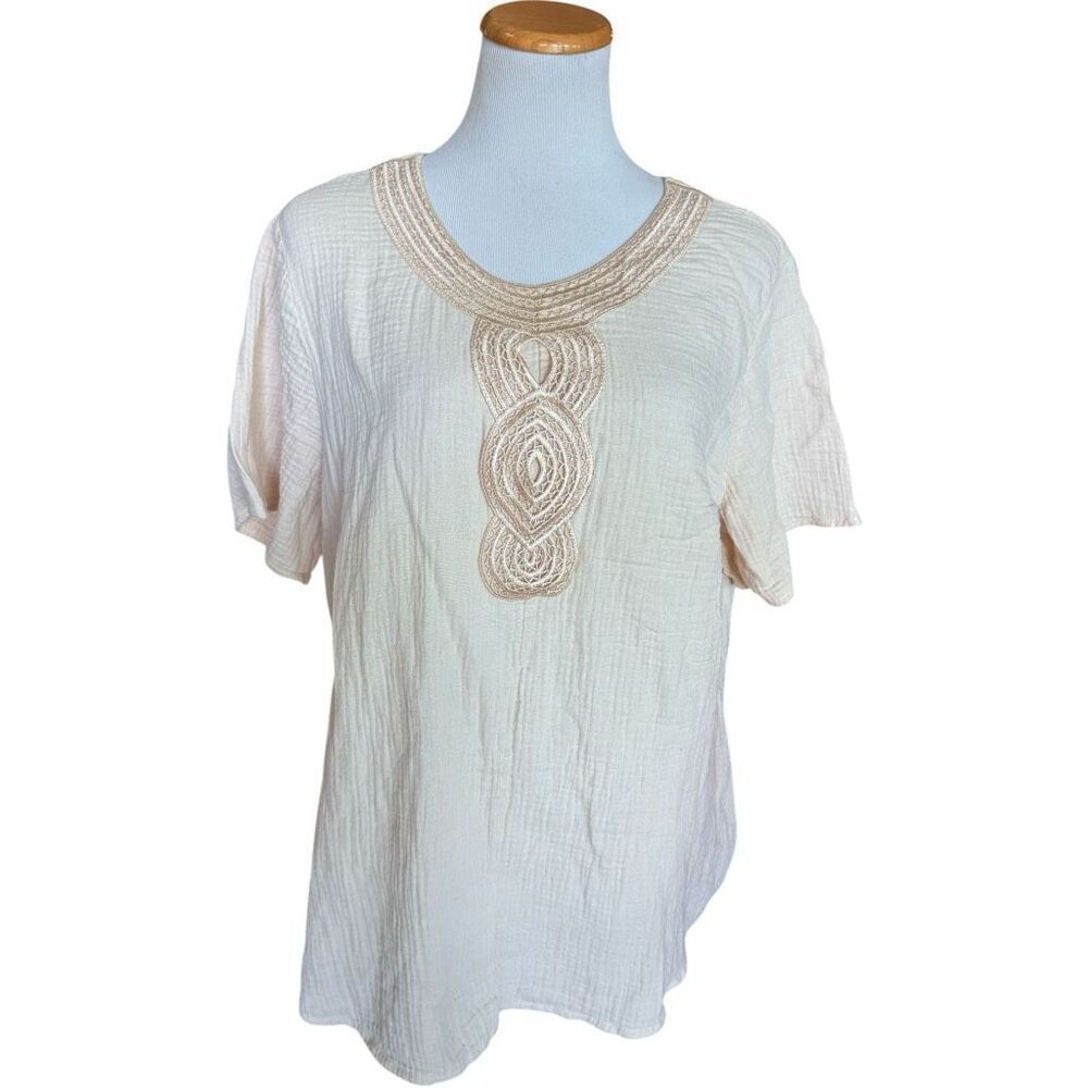 Womens Shein Calypso St Barts Short Sleeve Top Blouse - Sz 1X